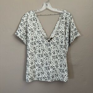 Volcom Black and White Floral Blouse